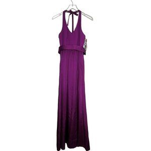 Vera Wang Halter Gown Size 2 Purple V-Neck Sash Bridesmaid‎ Formal VW360214